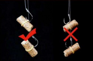 单饵挂:颗粒饲料单饵挂可以挂串钩,台钓手竿钩,炸弹钩.